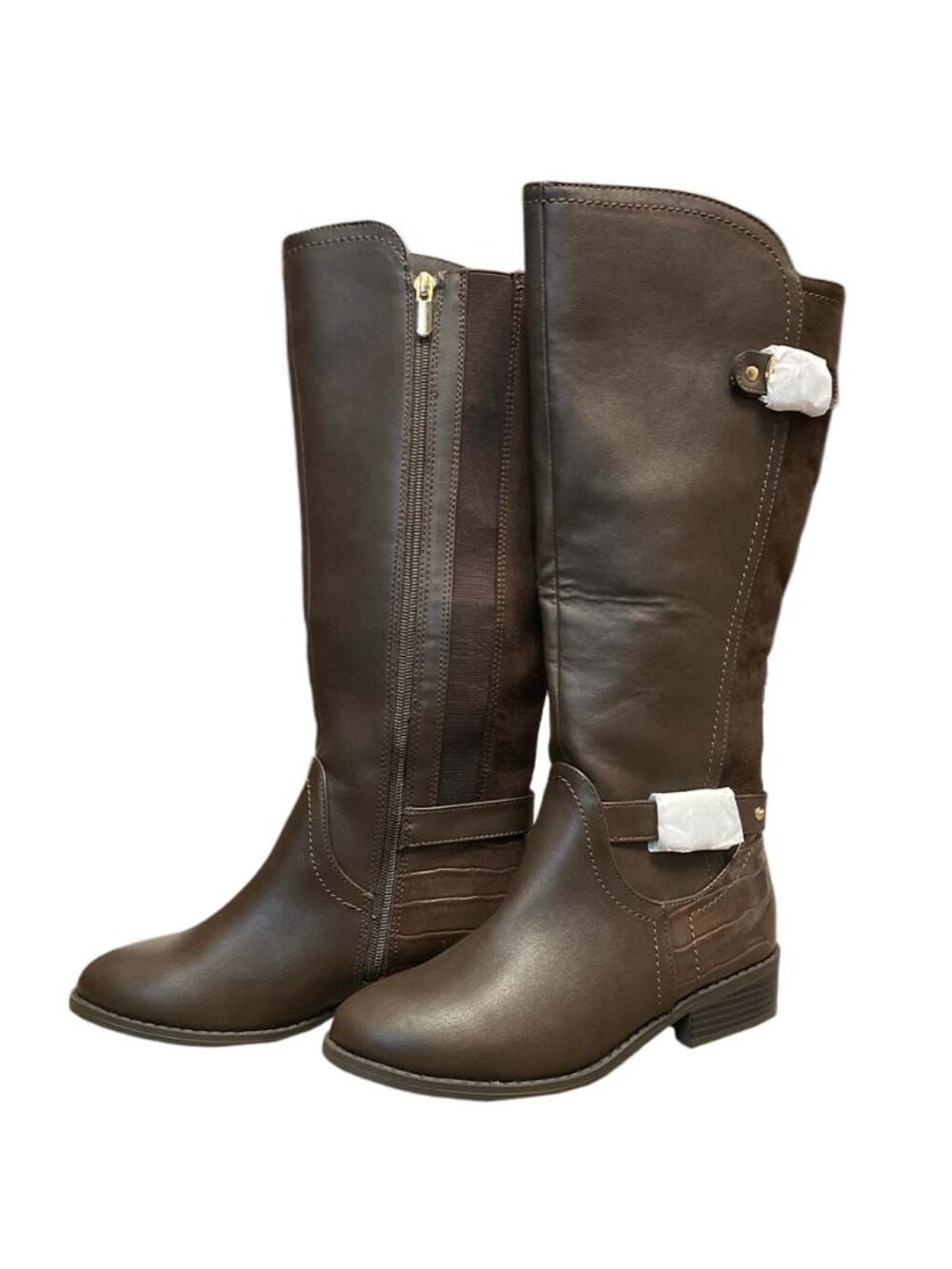 Karen Scott Leandra Riding Boots Brown Knee High Buckle